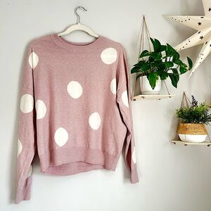🩷T TAHARI PINK WHITE POLKA DOT BARBIE CREWNECK PULLOVER SWEATER SIZE MEDIUM